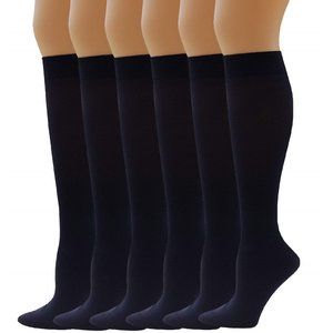 Women Stretchy Spandex Knee High Trouser Socks (6 Pairs per Pack)-Navy